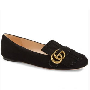 Gucci Marmont Suede Flats in Black